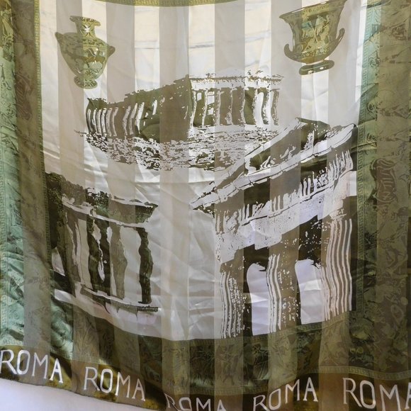 Olive green and Cream Roma Scarf - Picture 3 of 3